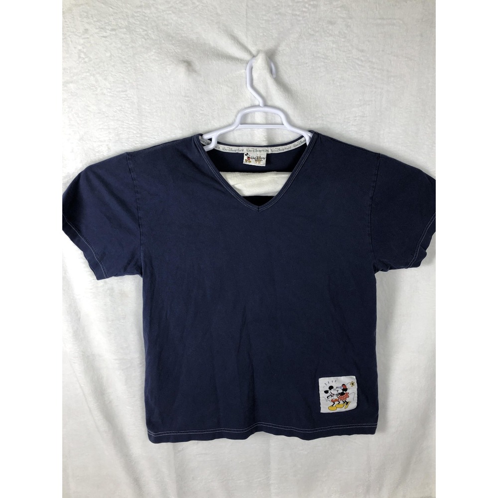 Disney Mickey‎ Mouse Minnie Shirt Womens Large Blue V Neck Walt Disney World